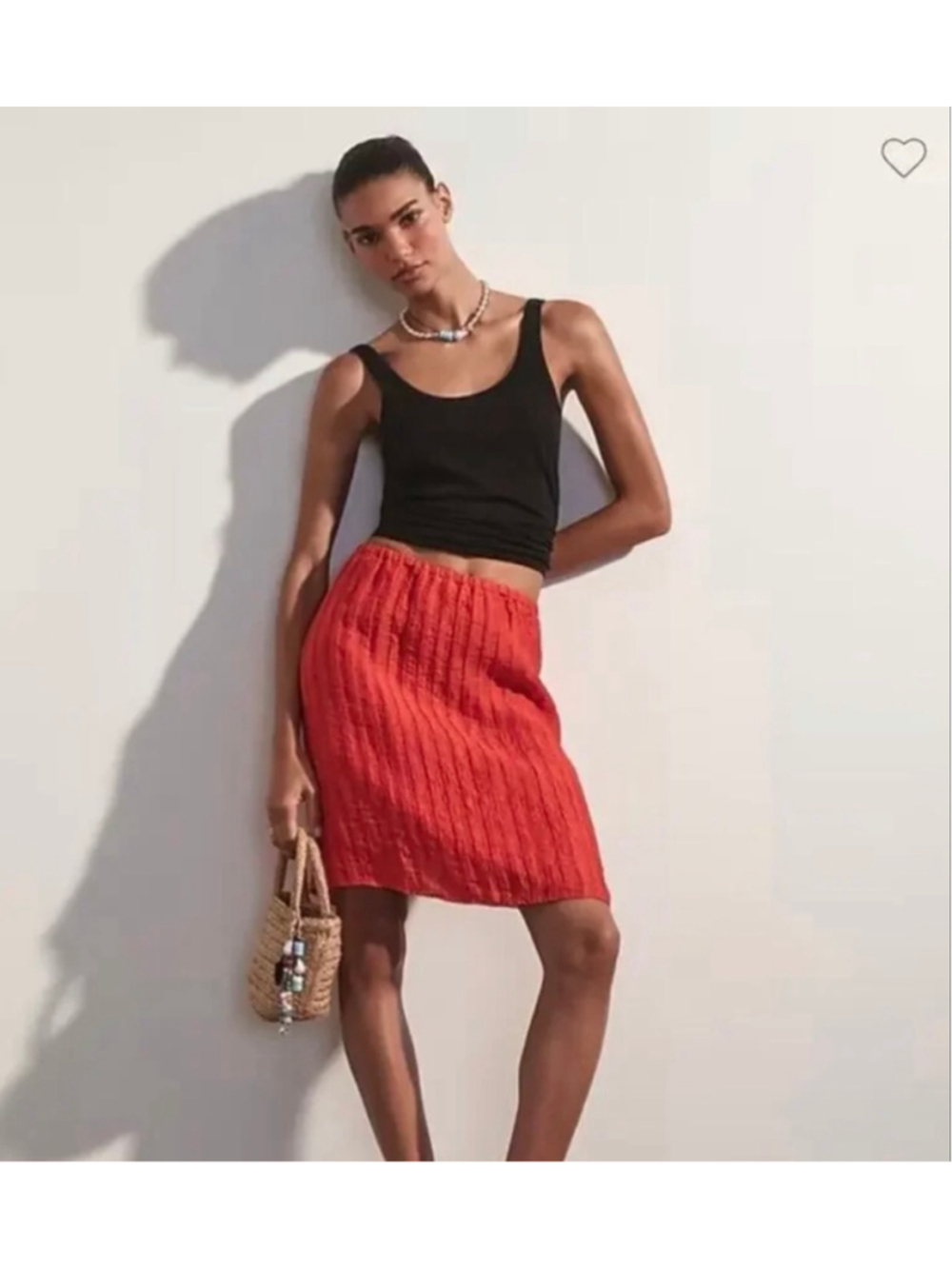 NEW with tags J.CREW Red Textured Linen Blend Skirt Size 12